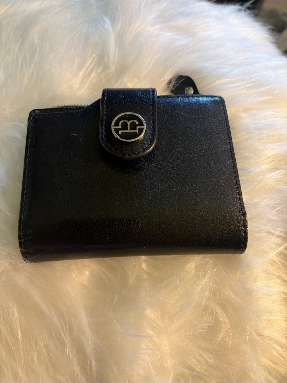 Black Women's Compact Wallet with Snap Closure